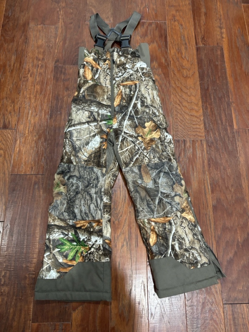 Magellan Outdoors Kids Realtree Camo Bib Overalls with Olive Accents